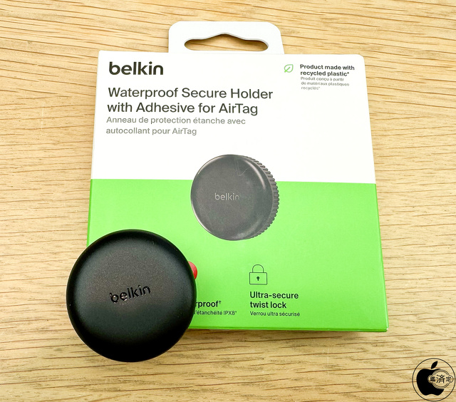 Belkin AirTag ケース 防水(IPX8) シール貼り付け 超粘着3M(VHB)シール