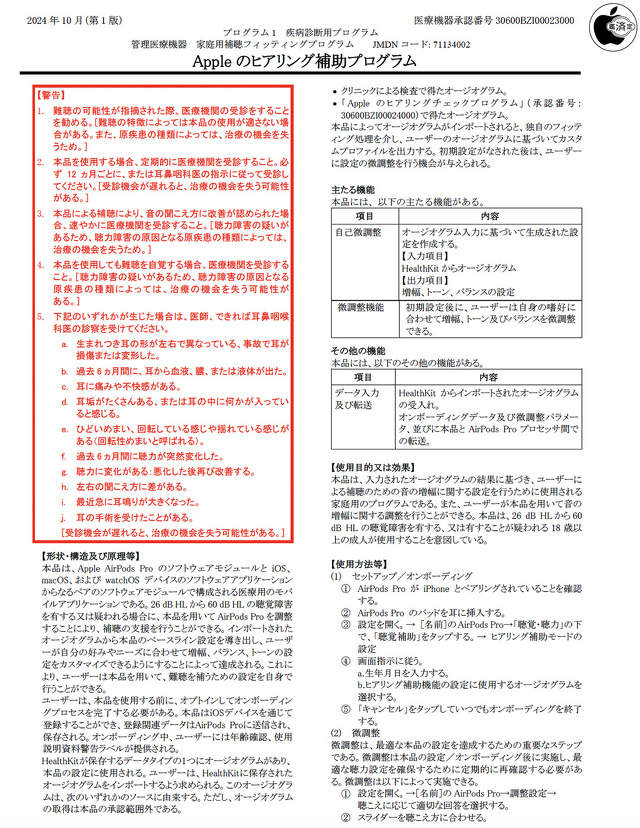 Appleのヒアリング補助プログラム