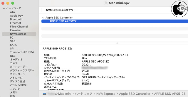 APPLE SSD AP0512Z