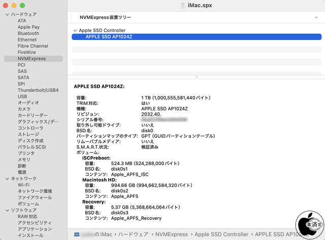 APPLE SSD AP1024Z