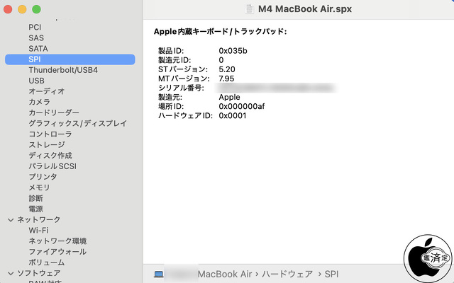 Apple内蔵キーボード/トラックパッド
