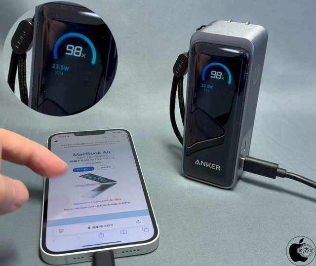 iPhone 16e：Anker Prime Power Bank (9600mAh, 65W, Fusion)