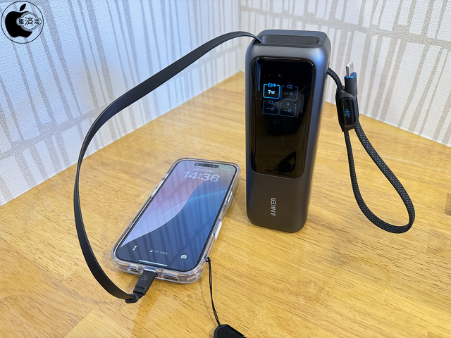 Anker Power Bank（25000mAh, Built-In & 巻取り式 USB-C ケーブル）