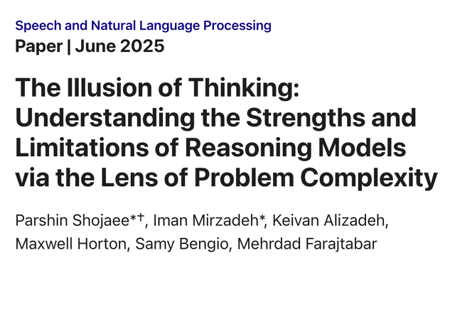 The Illusion of Thinking: Understanding the Strengths and Limitations of Reasoning Models via the Lens of Problem Complexity
