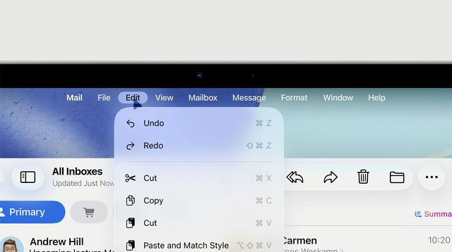 iPadOS 26のメニューバー