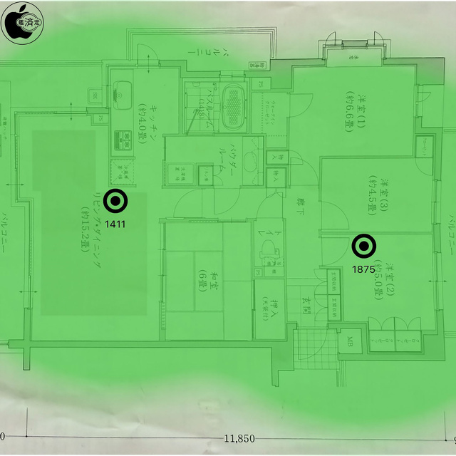 電波強度のヒートマップ