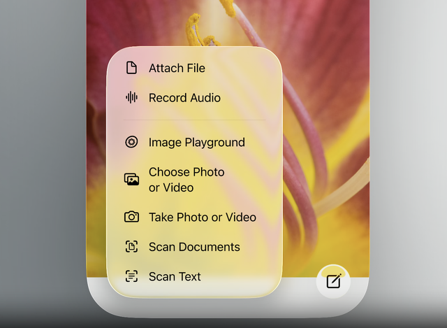 Liquid Glassメニュー