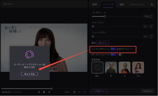 Edimakorのノイズ除去機能で街頭インタビュー動画を編集