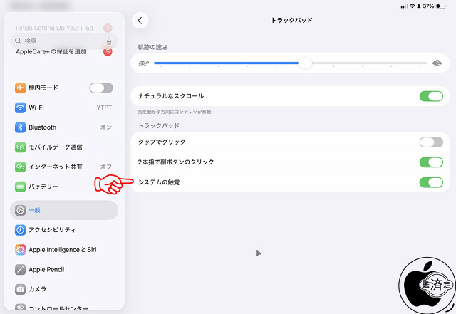 Magic Keyboardのトラックパッド設定