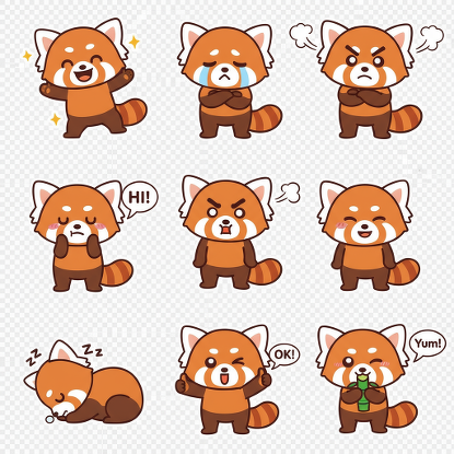 アライグマの9分割スタンプ風画像