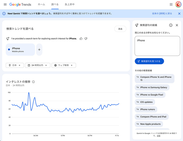 Gemini で検索トレンド