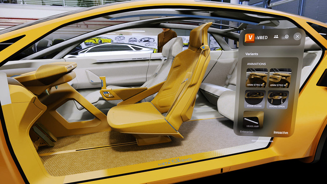 Design of Kia Vision Meta Turismo concept car using NVIDIA CloudXR, Apple Vision Pro and Autodesk VRED, enabled by Innoactive. Image courtesy of Apple and Kia.