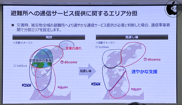 避難所への通信サービス提供に関するエリア分担