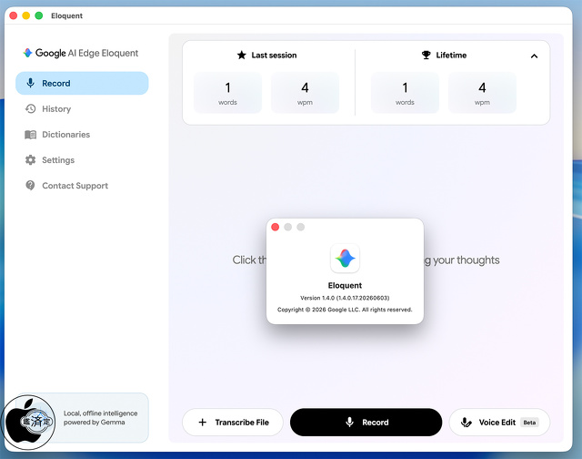 Google AI Edge Eloquent for MacOS