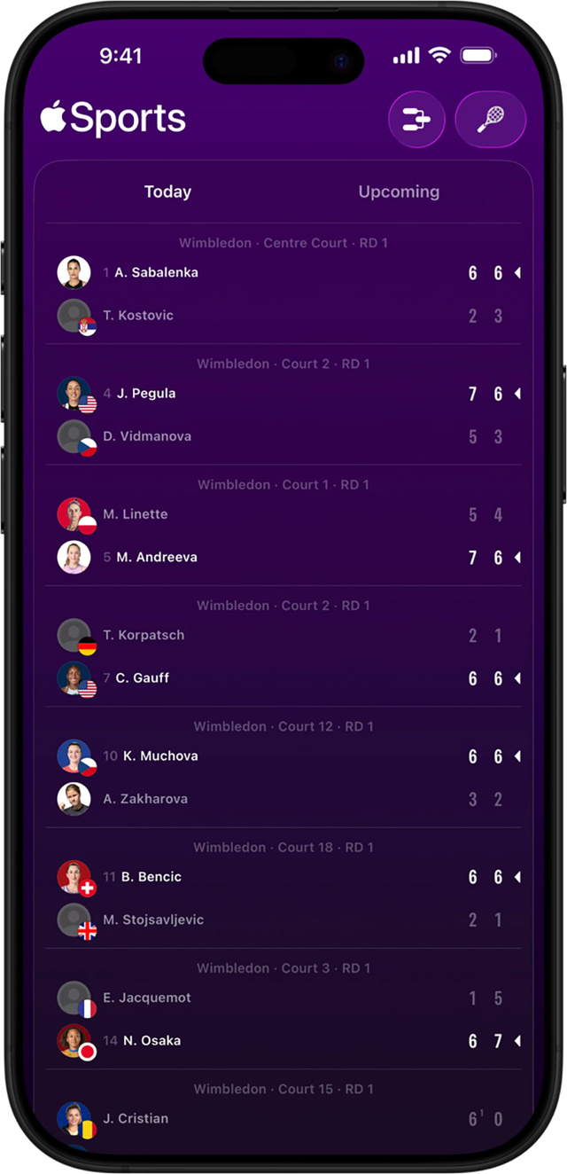 Apple Sports：ウィンブルドン