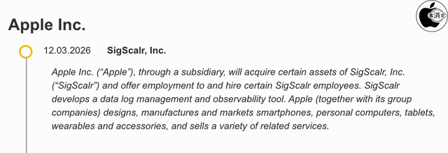 EU：List of Acquisitions：Apple