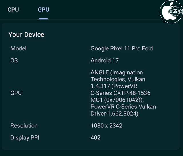 Google Pixel 11 Pro FoldのGoogle Tensor G6 GPU 仕様