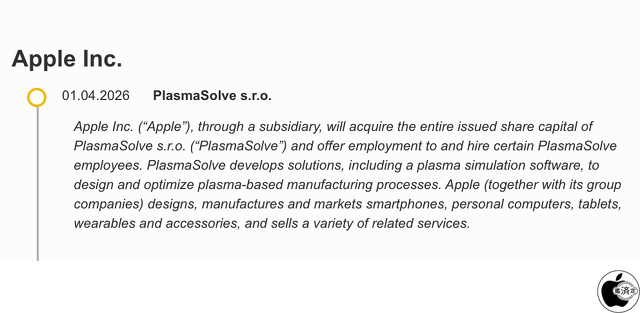 EU：List of Acquisitions：Apple
