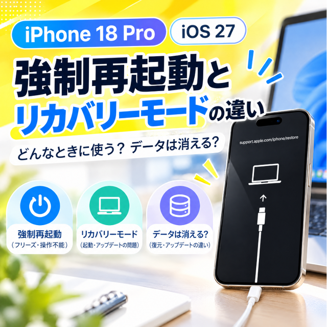 iPhone 18 Proで知っておきたい「リカバリーモード」　強制再起動との違いは？