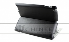 Black microfiber textured leather Folio stand case for iPad 2S